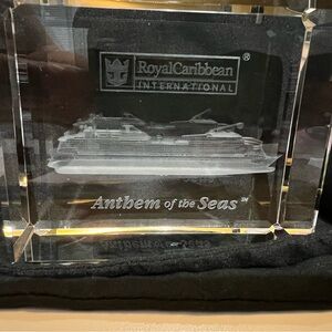 Rare Royal Caribbean Anthem of the Seas crystal block etched in 3D